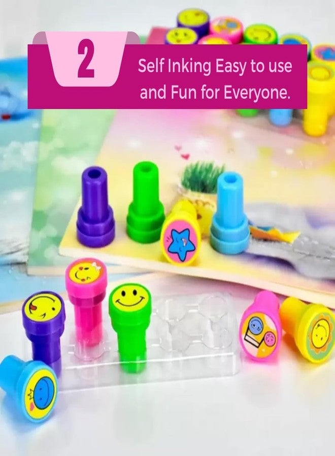 RKZ® Emoji Stamps for Kids - Emoji Stamp, Educational Toys Art and Craft School Supplies, Coloring & Stamping Set for Girls & Boys 3 Years +, Multicolor Learning Toys (Pack of 10 Pcs) - Image 3